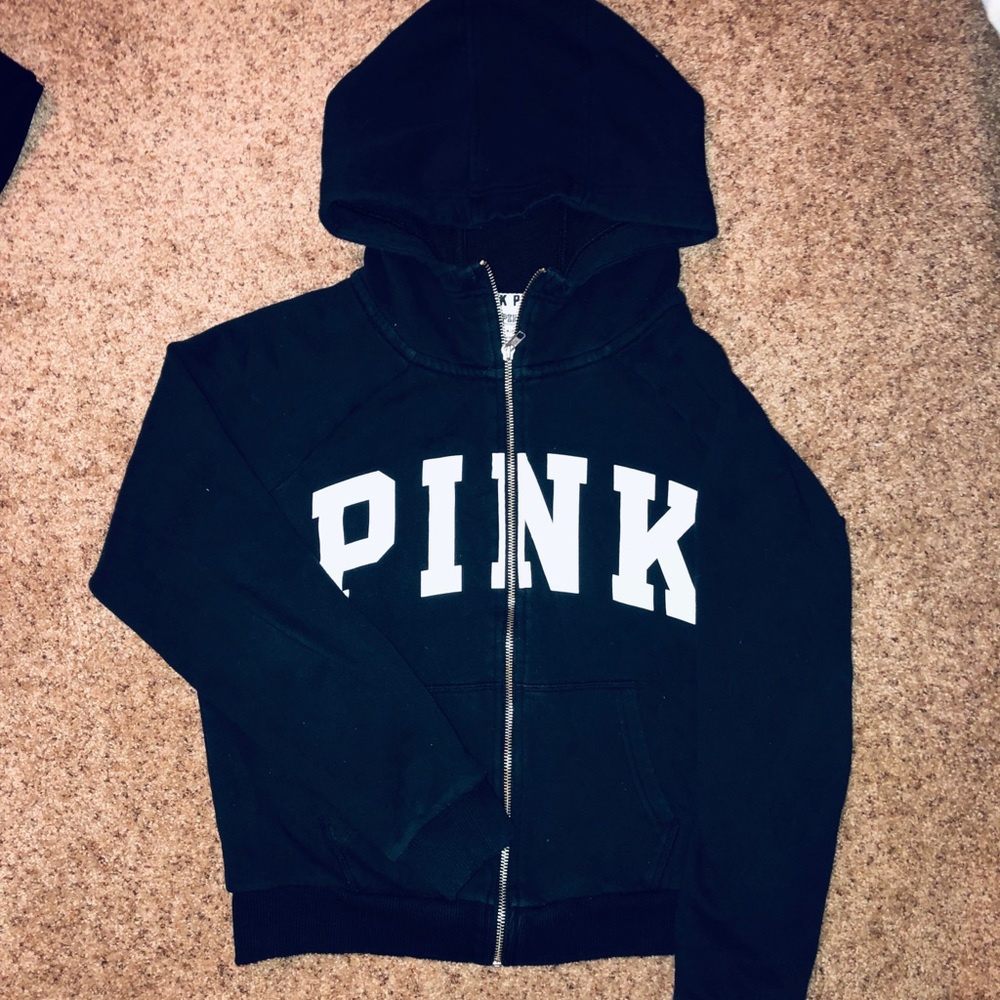 PINK black hoodie zip up